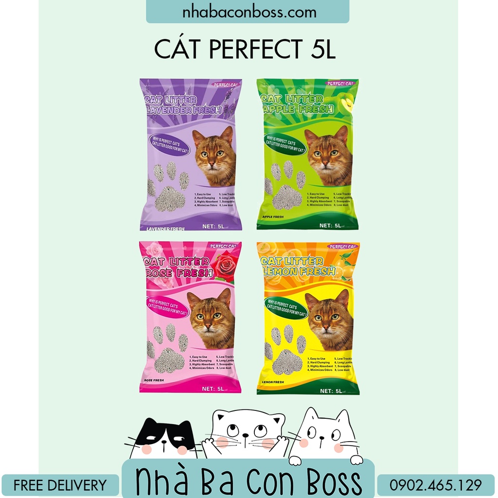 Cát Vệ Sinh Cho Mèo - Perfect Cat 5 Lít