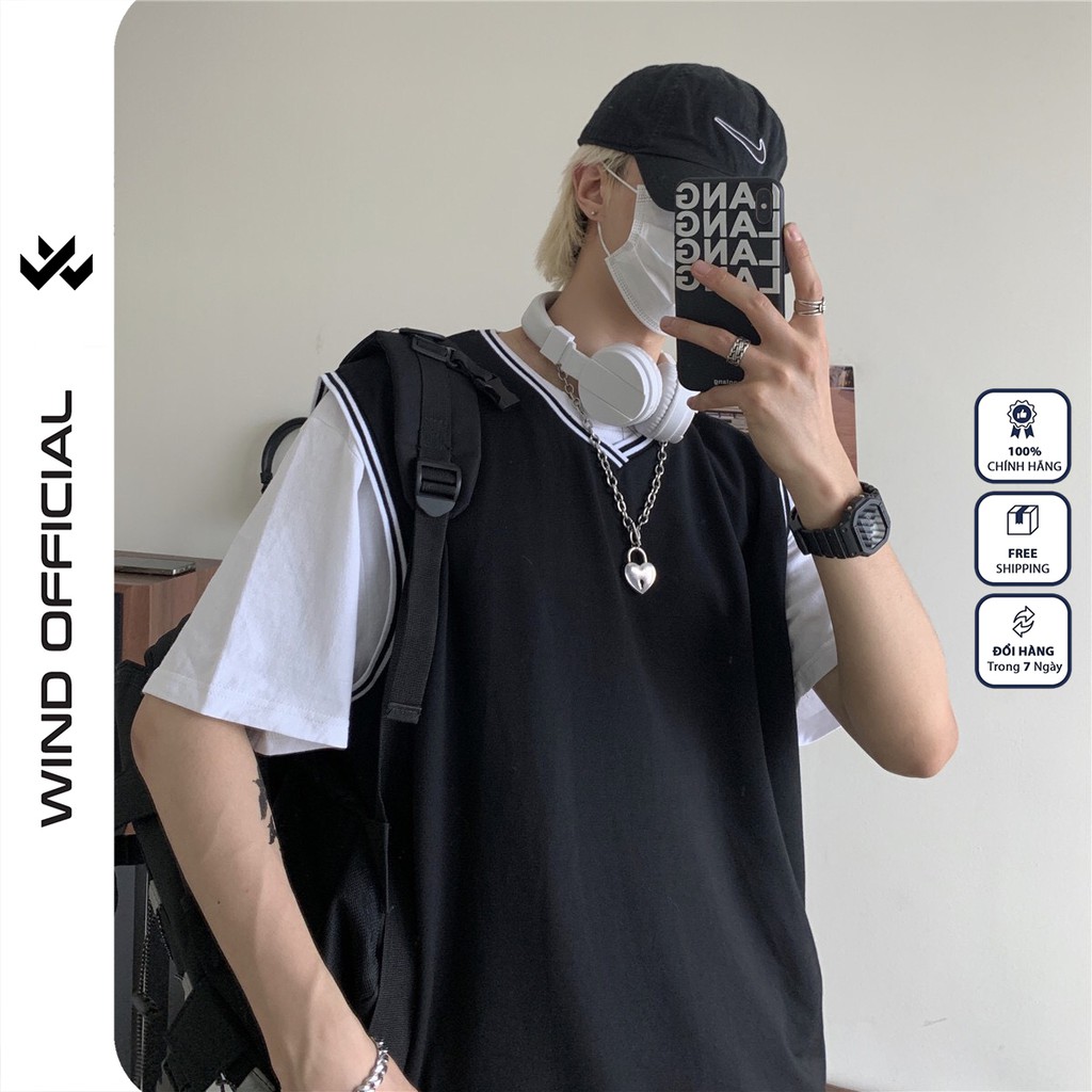Áo gile unisex Wind form rộng Basic len nam nữ oversize phong cách kiểu ulzzang | BigBuy360 - bigbuy360.vn
