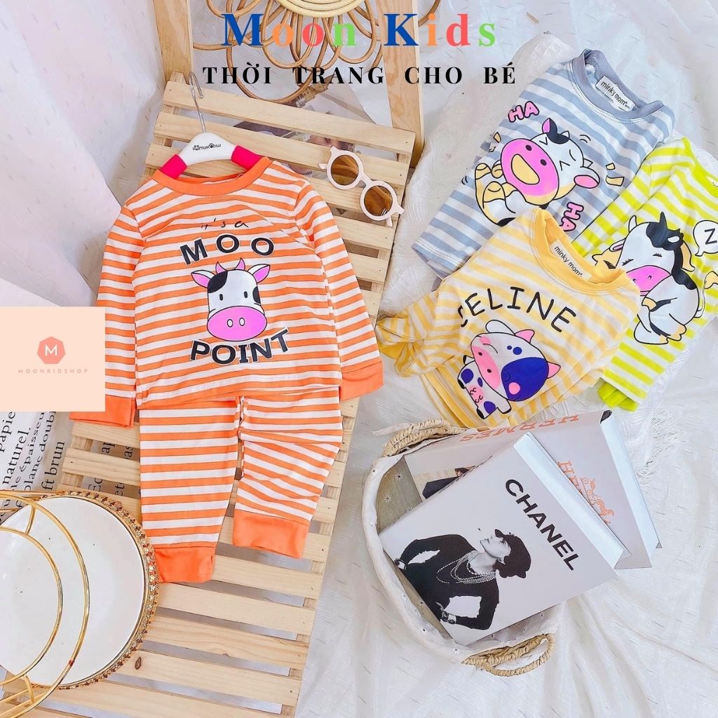 Bộ Thu Đông Dài Tay Cho Béhọa tiết Sọc Bò SữaDành cho bé,bé trai bé gái 6-19kg,có sẵn giao ngay