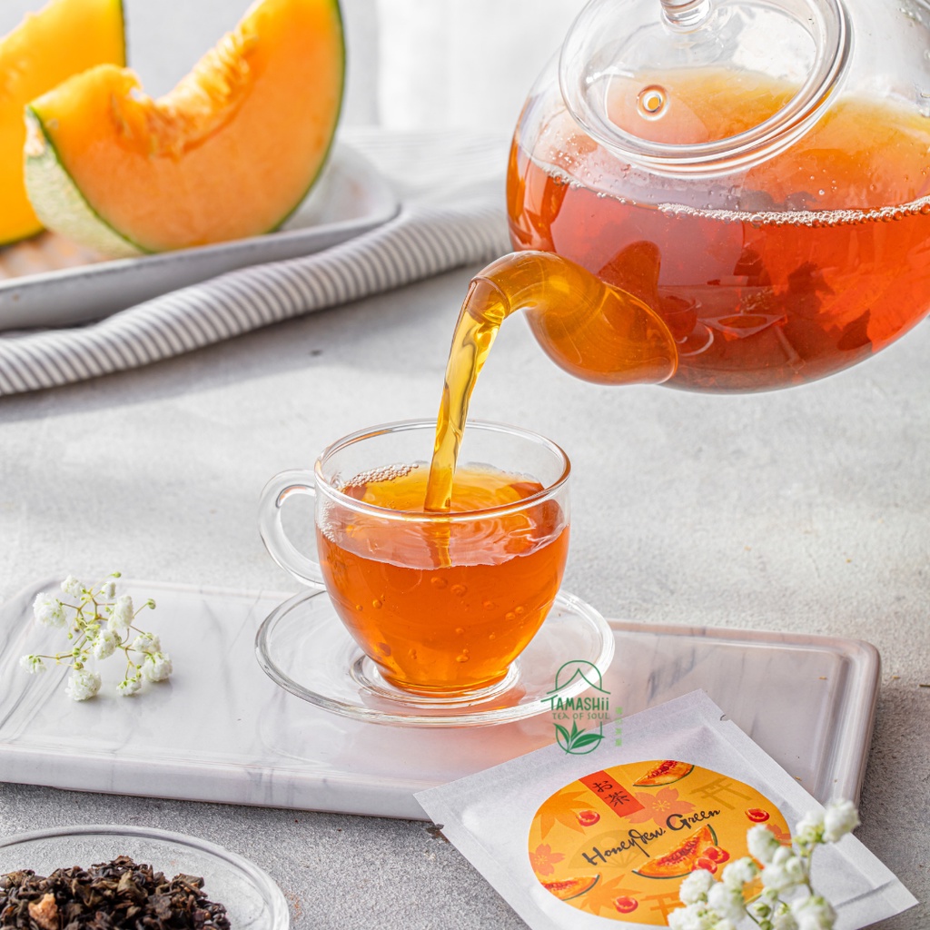 Trà thảo mộc trái cây Nhật Bản Honeydew Green - Trà xanh, dưa lưới, quả mơ