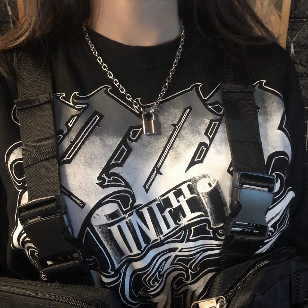 Dây chuyền mặt hình ổ khóa phong cách punk vintage thời trang