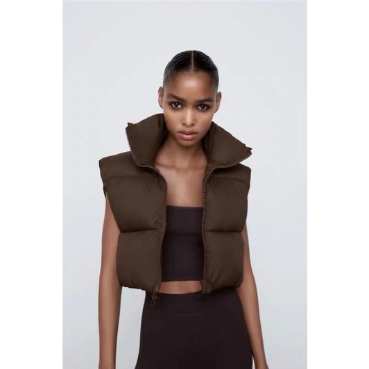 Áo phao gile dáng ngắn/croptop trendy thu đông - hàng xuất đẹp, dày