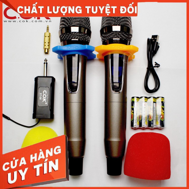 Micro không dây COK ST-08 (100 kênh UHF) đa năng dành cho loa kéo, amply, dàn karaoke