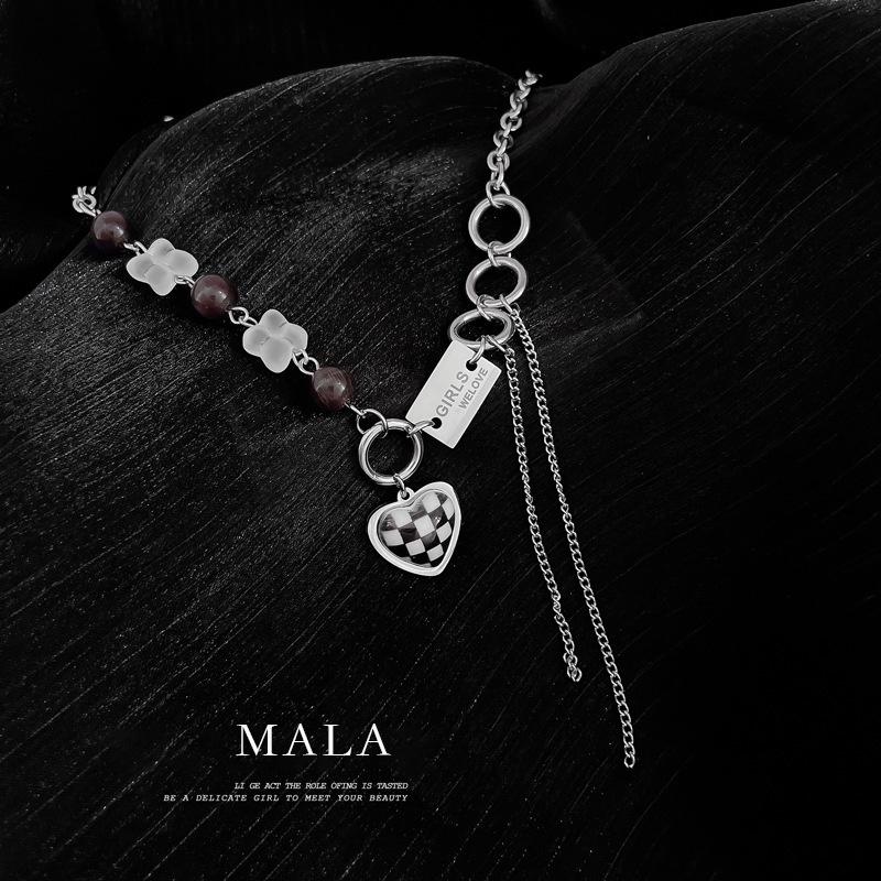 Vòng Cổ  MAYEBE LAVEND kẻ sọc màu trắng đen phong cách hiphop thời trang Hàn Quốc cho nam nữ