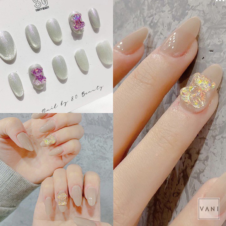 Phụ Kiện Nail Charm Hình Con Gấu Trong Suốt Trang Trí Móng Tay Làm Nails Cực Xinh - Vani Store [KIRA0055]