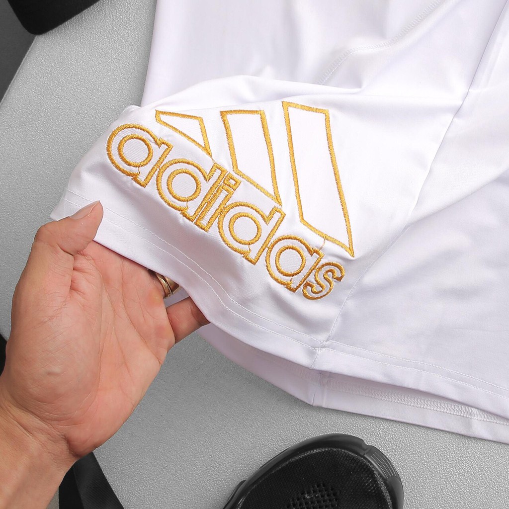 Áo thể thao nam logo thêu mạ vàng AT01- Thun cao cấp không xù màu, vải mịn - Cường Thanos chuyên đồ thể thao nam tập GYM