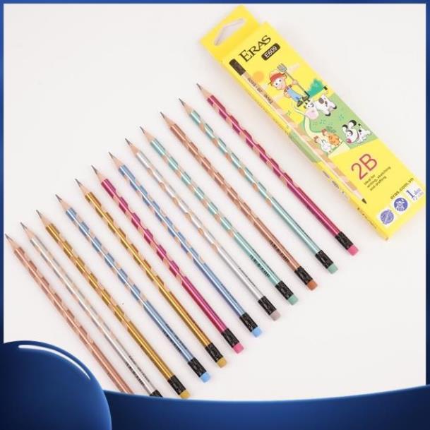 Hộp 12 Bút chì 2B Eras Định Vị 3 Điểm Eras E609