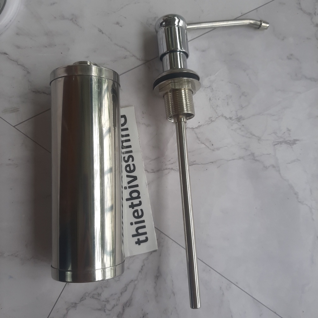 Bình đựng xà phòng thân chìm gắn bồn rửa  bát rửa chén inox 304 dung tích 330ml