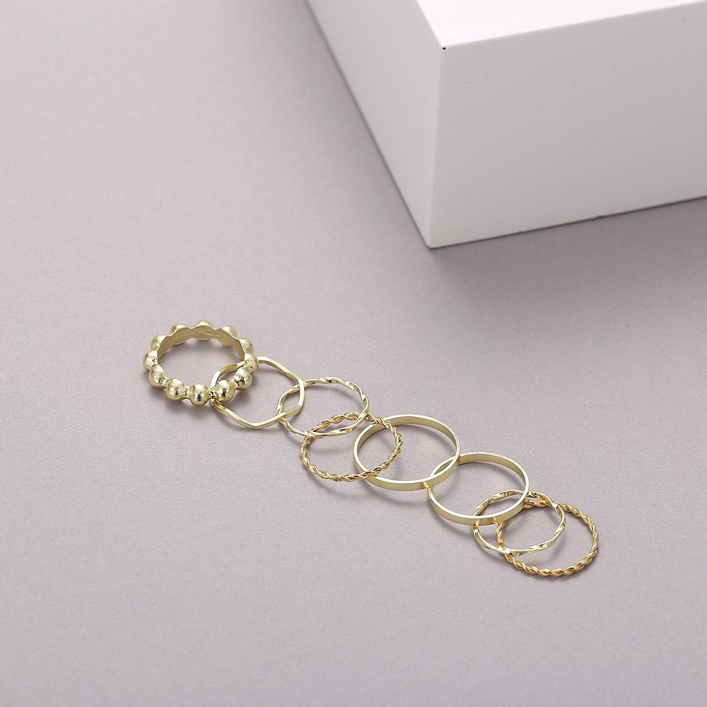 Set 8 Nhẫn Đeo Tay Kim Loại Đơn Giản Vintage Cho Nữ