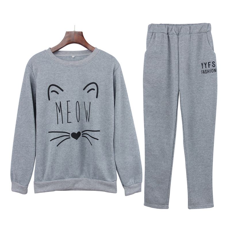 Xiangbao Bộ Đồ Màu Trơn In Hình Tuần Lộc Giáng Sinh Dễ Thương Cho Nữ