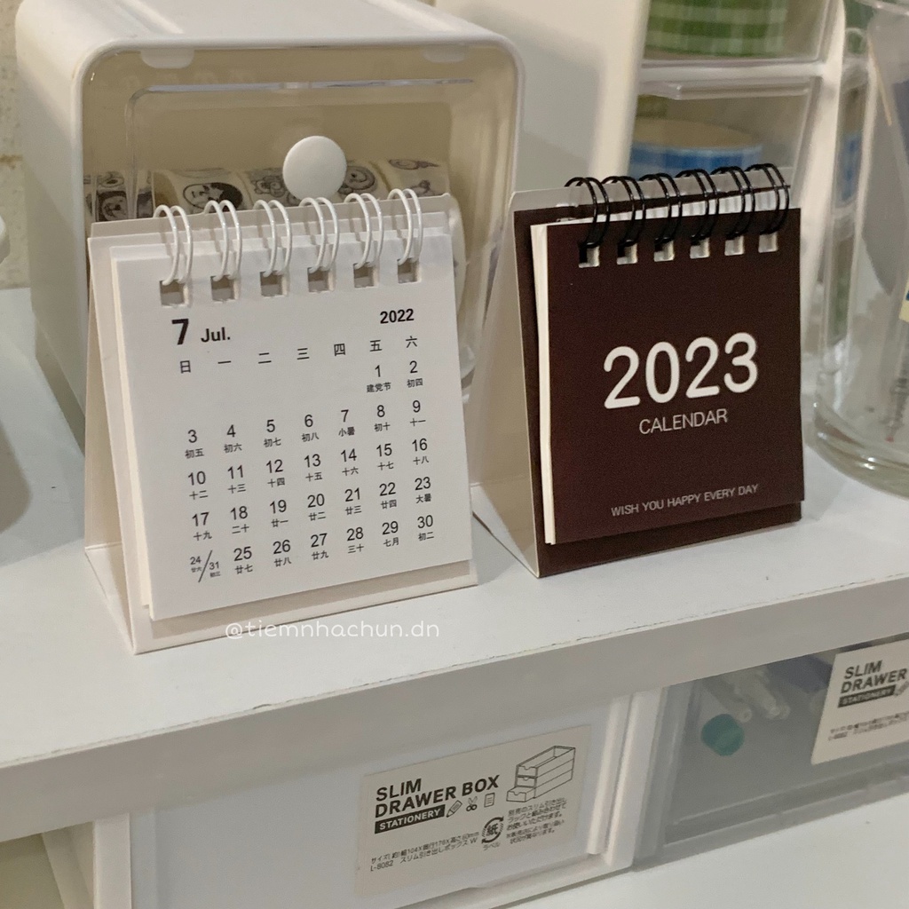 LỊCH ĐỂ BÀN MINI 2023 RETRO STYLE MÀU PASTEL (ảnh thật) - Tiệm nhà Chun