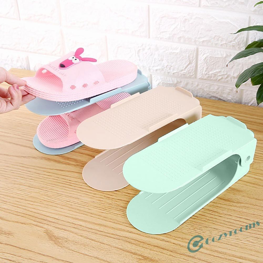 ღCM Simple Plastic Double Layer Shoe Rack Adjustable Shoes Holder Stand Shelf