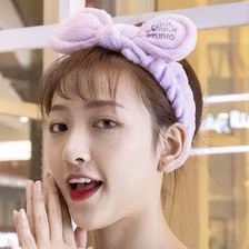 Bờm rửa mặt tai thỏ 3D mới, Băng Đô Turban Cool Enough Studio Tai Thỏ Chất Liệu Vải Bông Nhung Dày Dặn