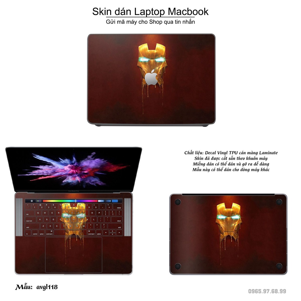 Skin dán Macbook mẫu Avenger (đã cắt sẵn, inbox mã máy cho shop)