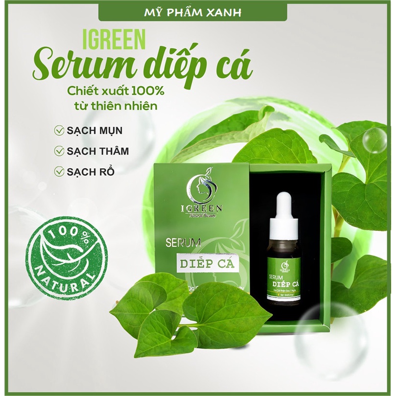 Serum diếp cá Igreen 10ml sạch mụn thâm se khít lỗ chân lông, nuôi dưỡng da căng bóng mịn màng | BigBuy360 - bigbuy360.vn