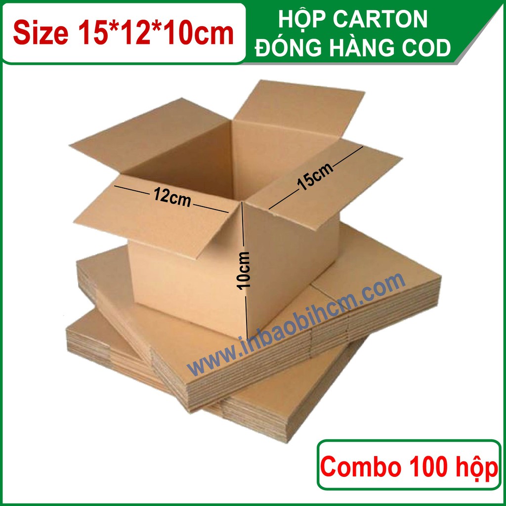 100 hộp carton đóng hàng 15x12x10 cm (Thùng giấy - Hộp giấy carton giá rẻ)
