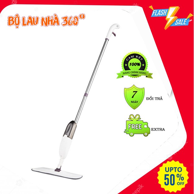Cây Lau Nhà Phun Sương 3 Trong 1 Tiện Dụng, Cây Lau Sàn Gỗ Xoay 360 Độ - MOPPRO04