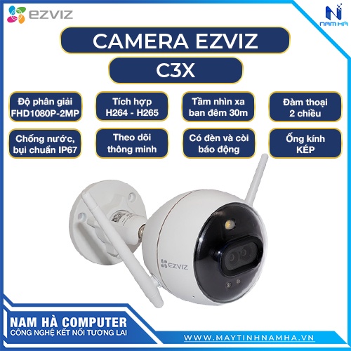 Camera Wifi Ezviz C3X 1080p 2.0M có còi, có đèn, có màu, ống kính kép, báo động chuẩn [hàng chính hãng bh 24 tháng]