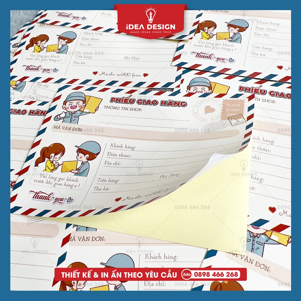 Decal giao hàng, Nhãn dán ship hàng có mã vận đơn CÓ KEO - Size 10x14cm - Mẫu VINTAGE LETTER cổ điển - Không Cán Màng