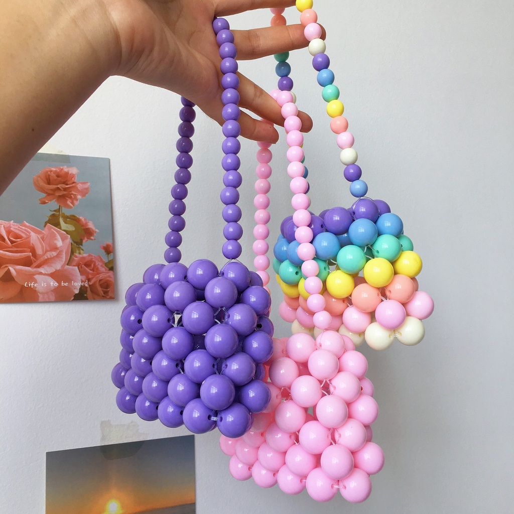 Túi xách tay đính hạt ngọc trai thời trang cho mẹ và bé