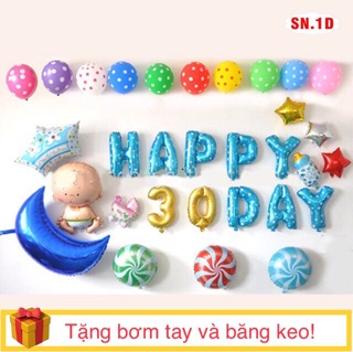 Set bóng trang trí đầy tháng cho bé trai, bé gái