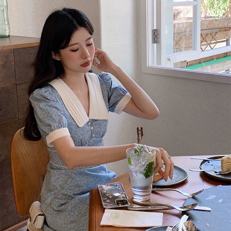 Đầm Cổ Chữ V In Họa Tiết Phong Cách Retro Pháp Thời Trang Mùa Hè Cho Nữ 2022