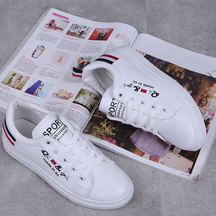 Giày thể thao nam nữ 3 sọc đỏ - giày sneaker trắng nam nữ - DOZIMAX