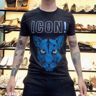 Áo phông nam Dsquared2 ICON đính đá hình mặt báo cực chất - Áo thun nam