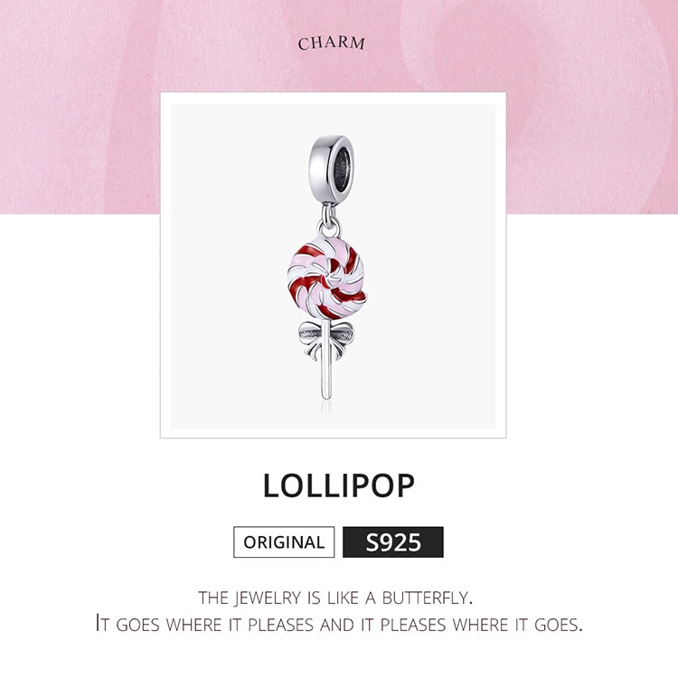 Mặt trang sức BAMOER SCC1491 chất liệu bạc 925 thiết kế hình kẹo mút đáng yêu