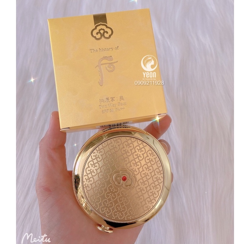 Phấn phủ whoo vàng siêu mịn Whoo Mi two way Pact &amp; Whoo Mi Powder pact tone 1 không nhũ