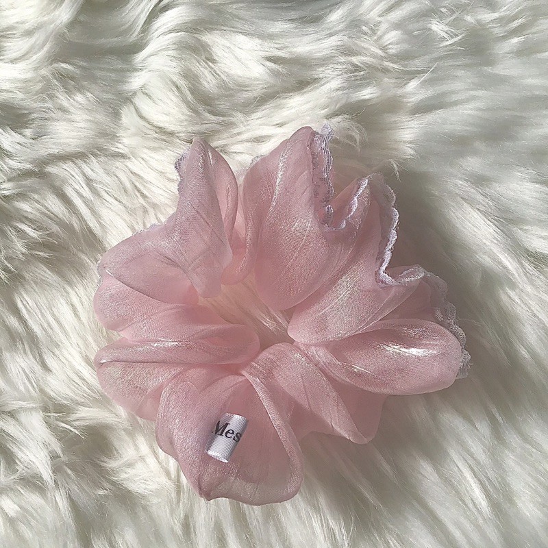 Scrunchies/ Cài tóc vân xước pinky