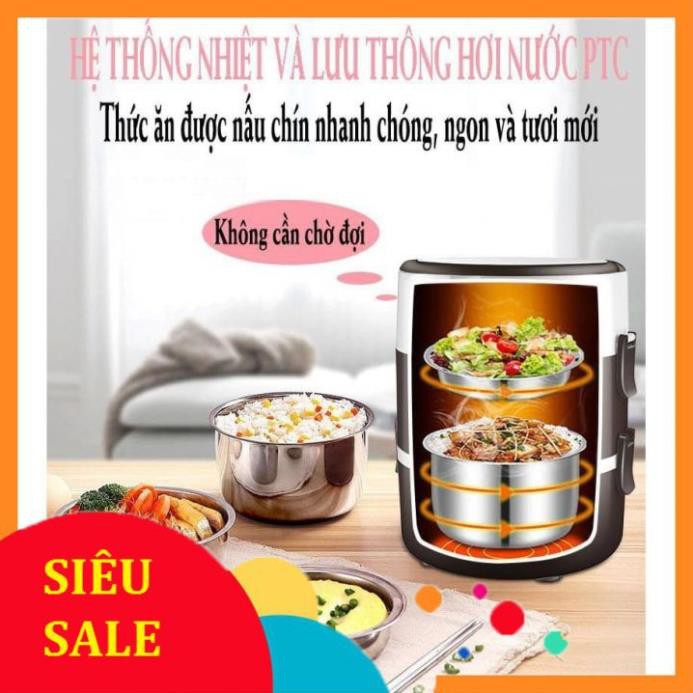 Hộp cơm văn phòng cắm điện đa năng tiện dụng dung tích lớn | Hộp đựng cơm 3 tầng inox cao cấp - BH 6 tháng