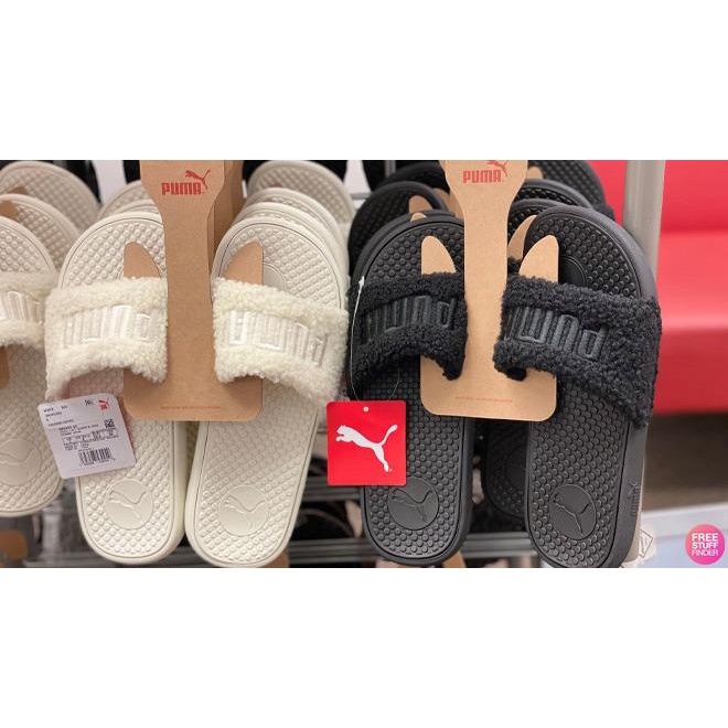 [CHÍNH HÃNG] DÉP PUMA COOL CAT SHERPA SLIDE BLACK/WHITE SANDAL - 383453 01 &amp; 383453 02