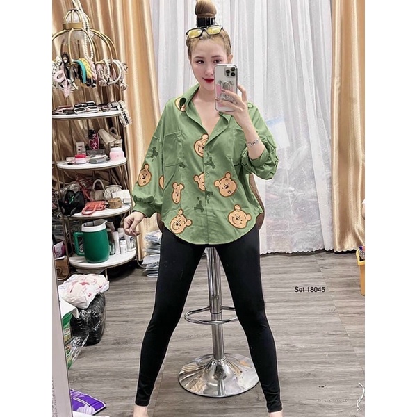 SET ÁO SƠ MI + QUẦN LEGGING HÀNG ĐẸP