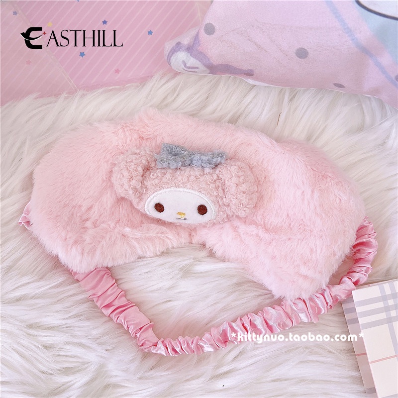Mặt Nạ Che Mắt Bằng Vải Bông Mềm Mại Hình Cinnamoroll Kuromi Đáng Yêu Có Thể Đeo Túi Đựng
