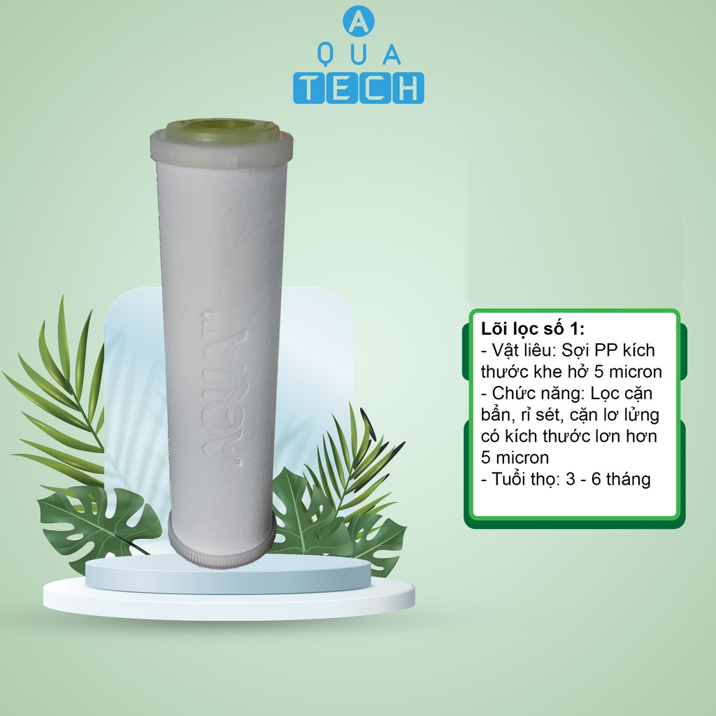 Lõi lọc nước, bộ lõi lọc thô cho máy lọc nước RO AQUATECH số 1 2 3