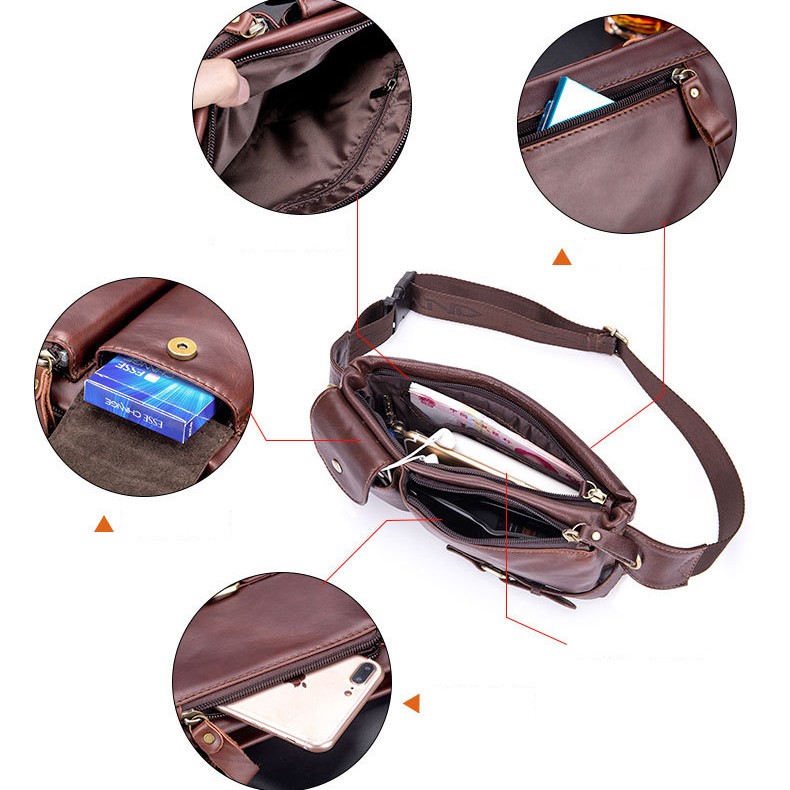 Túi nam đeo chéo, túi bao tử nam da bò thật 2 màu Zachi T54 | BigBuy360 - bigbuy360.vn