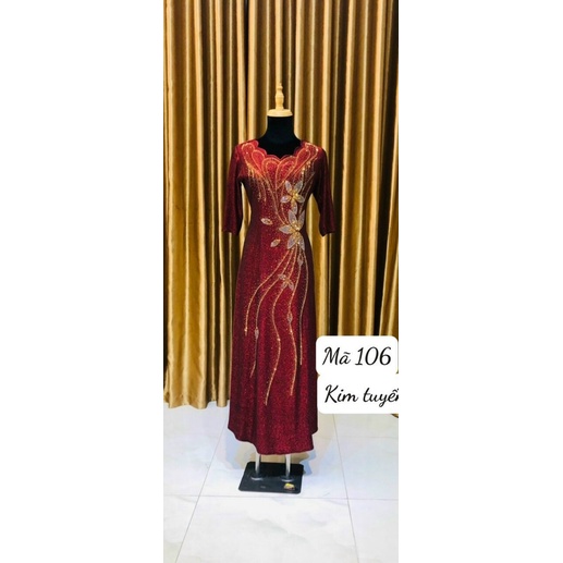 ĐẦM DẠ HỘI TRUNG NIÊN THUN KIM TUYẾN M106