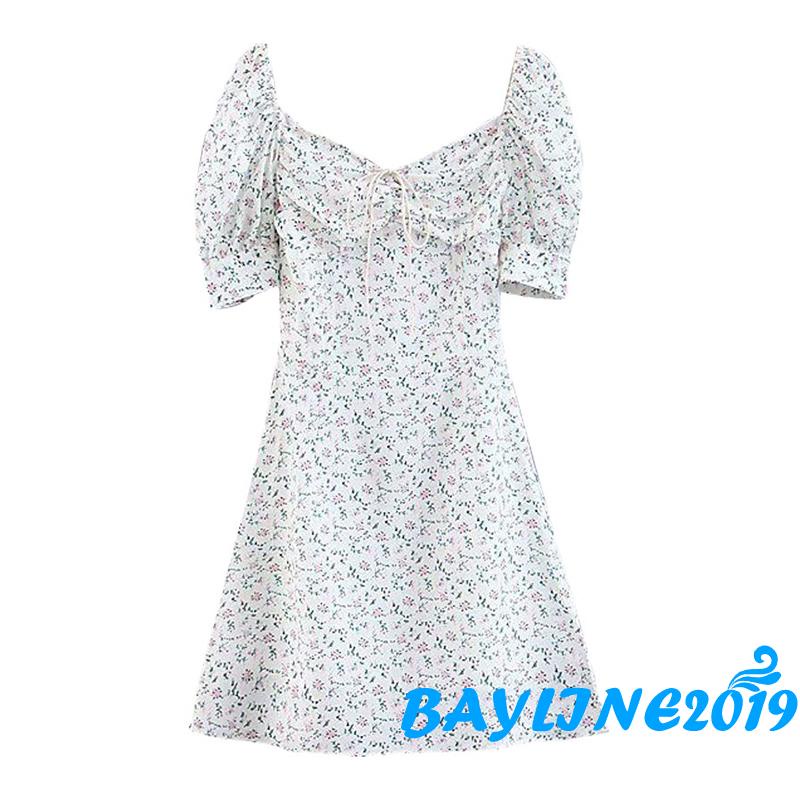 Đầm ngắn tay họa tiết in hoa thời trang dành cho nữ