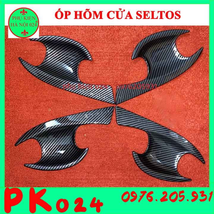 [Seltos 2020] Bộ Ốp Tay Nắm Hõm Cửa Seltos 2020 Vân Cacbon