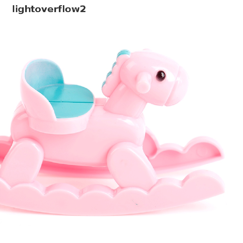 Giường Ngủ Và Ngựa Gỗ Thu Nhỏ Trang Trí Nhà Búp Bê