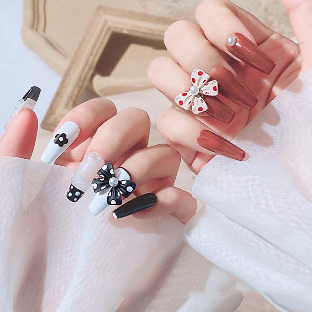 OCEANMAP Phụ Kiện Trang Trí Móng Tay Hình Nơ Bằng Hợp Kim Dễ Thương DIY