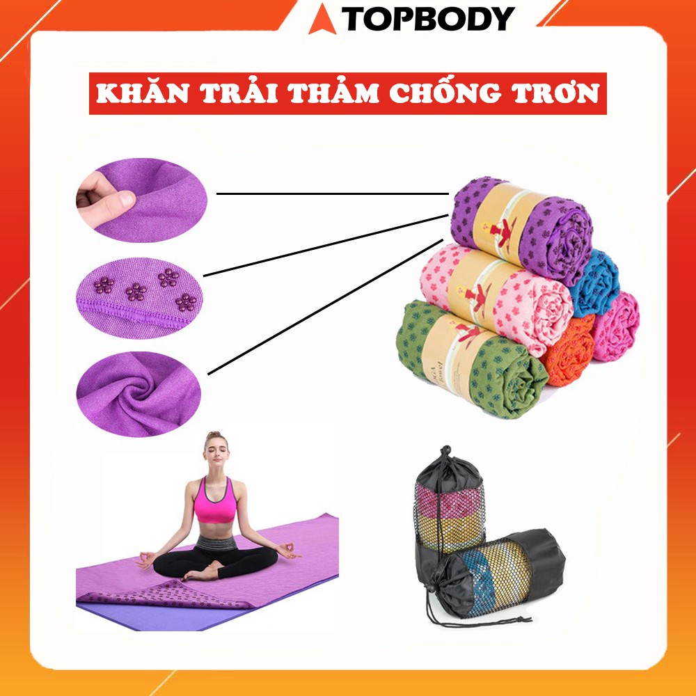 Khăn Trải Thảm Chống Trượt Silico Tập Yoga - Thảm Yoga Thấm Hút Mồ Hồ - Chống Trơn Trượt