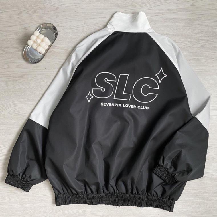 Áo Khoác Gió Bomber Chữ SLC Dáng Rộng Phối Màu Nam Nữ Unisex Uzzlang