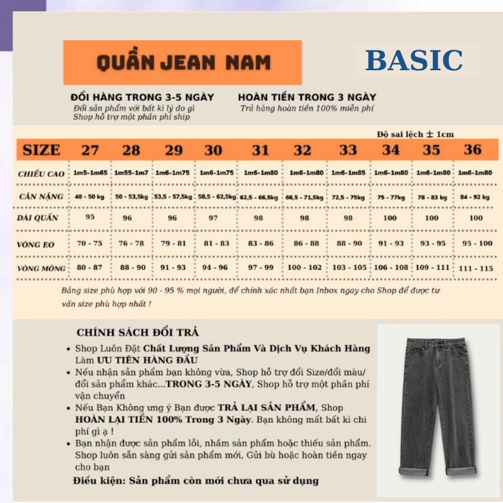 Quần bò nam BASIC baggy ống rộng màu Xám, đen phong cách hàn quốc