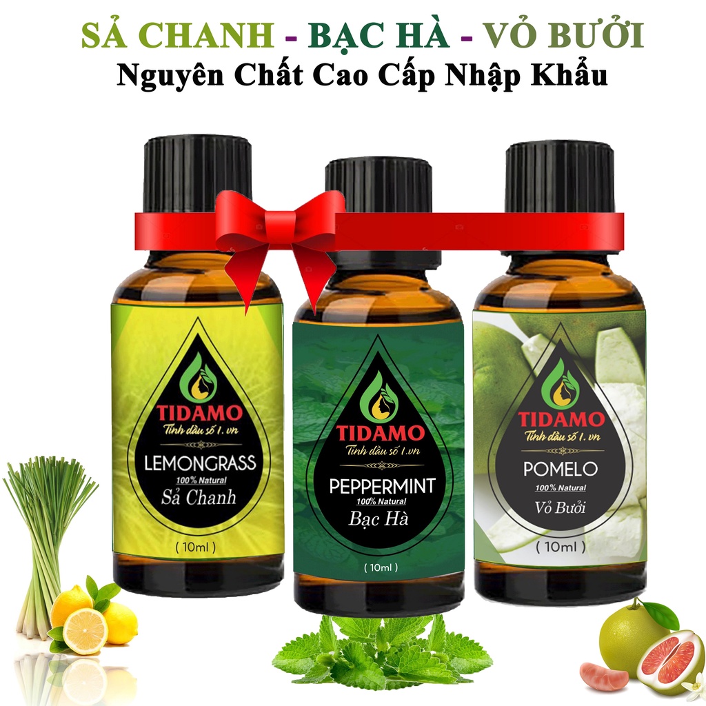 Combo 3 Tinh Dầu Sả Chanh + Tinh Dầu Bạc Hà + Tinh Dầu Oải Hương (Tùy Chọn)/ Tinh Dầu Xông Phòng Nguyên Chất TIDAMO 10ML