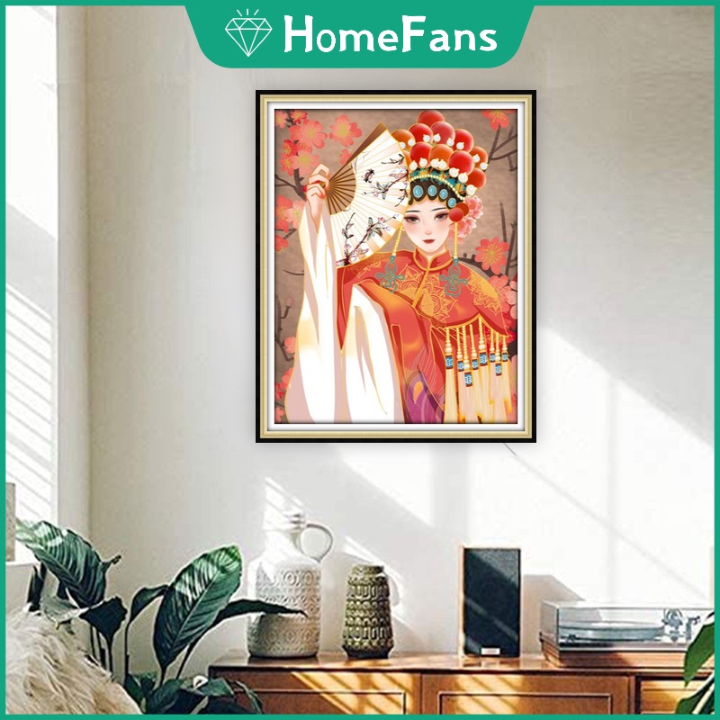 Bộ Tranh Đính Đá 5D Tự Làm 30x40cm / 40x50cm Hình Nhân Vật Opera Trang Trí Nhà Cửa