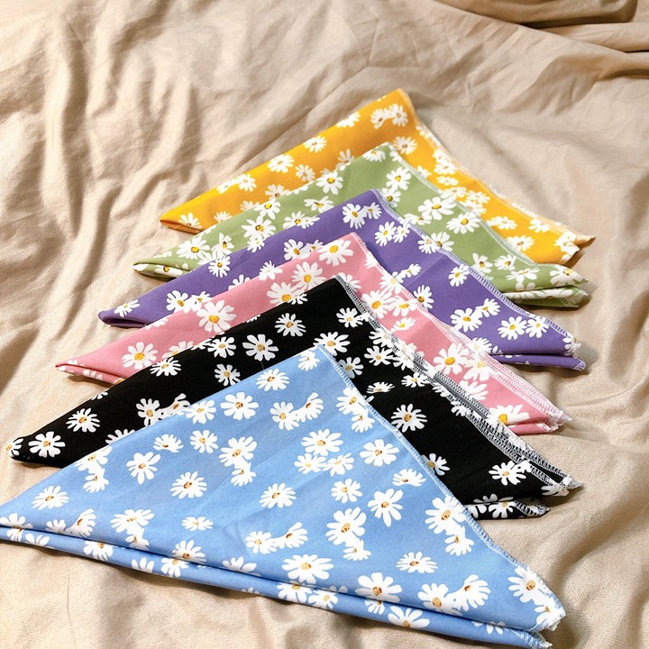 Lẻ/Set Khăn Turban Bandana + Cột Tóc Scrunchies Lụa Hoa Cúc Siêu Xinh - Vani Store