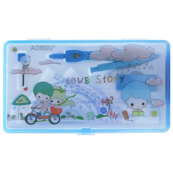 Bộ Compa 7 Món - Bút Chì Kim - Aosidu S-5007 - Màu Xanh