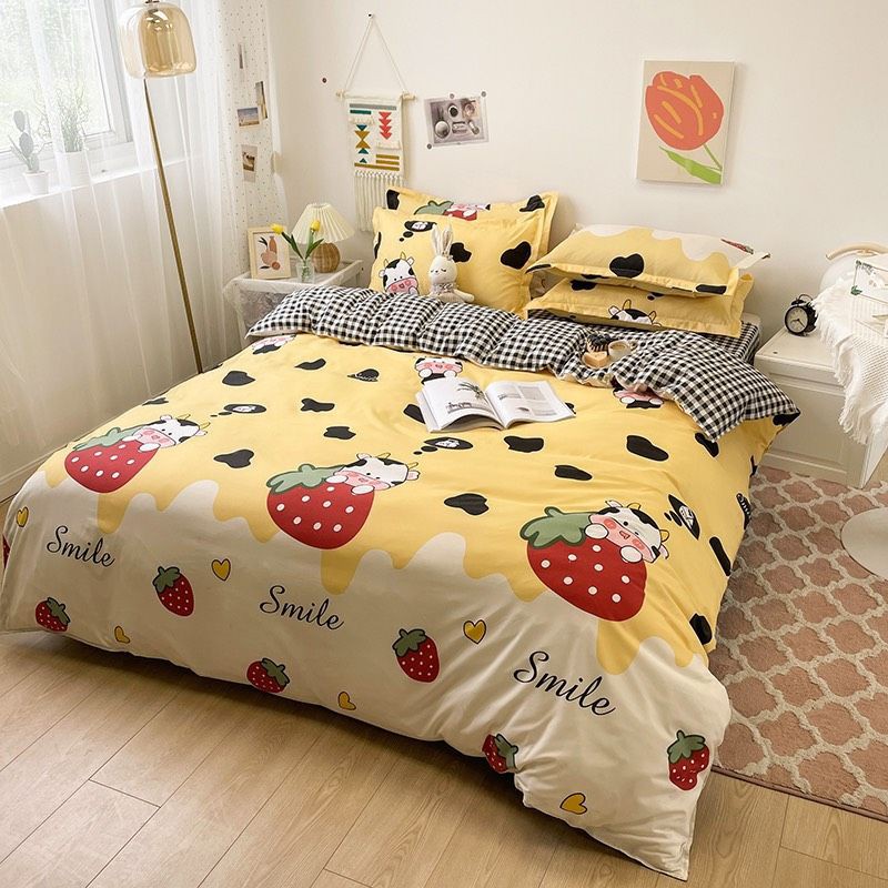 Ga Trải Giường Poly Cotton, Ga Nệm Mùa Hè Poly Cotton Kèm 2 Vỏ Gối Nằm Đủ Kích Thước Mẫu MICKEY XÁM